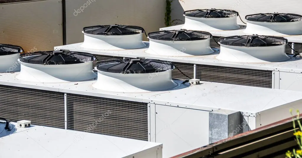 Commercial rooftop HVAC units on a building