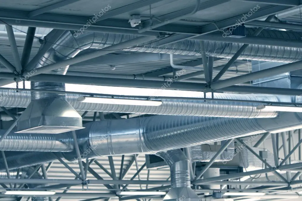 Industrial HVAC ducting and ventilation in a facility