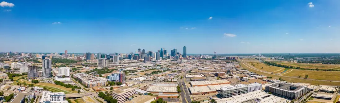 Dallas skyline with nearby neighborhoods